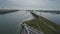 Aerial picture of Maeslantkering storm surge barrier on the Nieuwe Waterweg Netherlands