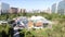 Aerial picture of a rose garden at a park