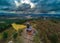 Aerial picture of the viewpoint Hohe Bracht in the region Sauerland in Germany