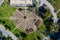 Aerial plan view of the beautiful rose garden of Cal Poly Pomona