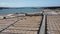 Aerial of Playa del Janubio beach view with seascape and clear sky background