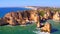 Aerial from Ponte Piedade near Lagos in Portugal