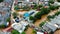 Aerial POV view Depiction of flooding. devastation wrought after massive natural disasters.