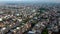 Aerial POV view Depiction of flooding. devastation wrought after massive natural disasters at Bekasi - Indonesia