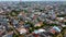 Aerial POV view Depiction of flooding. devastation wrought after massive natural disasters at Bekasi - Indonesia