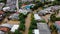 Aerial POV view Depiction of flooding. devastation wrought after massive natural disasters at Bekasi - Indonesia