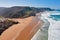 Aerial from Praia Vila de Bispo in the Algarve Portugal