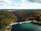 Aerial of Pretty Boy Reservoir Dam in Hampstead, Maryland during