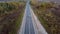 Aerial rear view of car on an interstate highway.