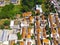 Aerial residential housing with forest - stock photo