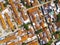 Aerial residential housing that is neatly arranged - stock photo