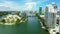 Aerial reveal Beautiful scene Miami Beach Indian Creek Allison Island til up