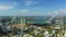 Aerial reveal Port Miami inlet colorful scene 4k