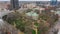 Aerial revealing shot of the North Carolina State Capitol in Raleigh