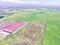 Aerial rice field, green and cool