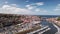 Aerial Rising Over Quaint English Harbor Town