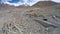 Aerial of road in Himalayas near Tanglang la Pass - Himalayan mountain pass on the Leh-Manali highway. Ladakh, India.