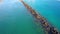 Aerial rock jetty in Miami Beach