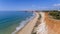 Aerial rocks and cliffs seascape shore view of famous Falesia beach, Algarve
