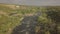 Aerial rocky landscape on Southern Bug River with rapids. Ukraine