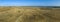 Aerial rolled hay farmland fields countryside landscape in Alentejo, Portugal.