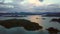 Aerial rotating view during sunrise in Kenyir Lake, Terengganu, Malaysia