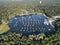 Aerial of Sailboats Moored in Bay on Cape Cod