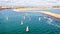 Aerial from sailing in the harbor from Lagos in the Algarve Portugal