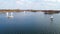 Aerial from sailing on the loosdrechtse plassen in Netherlands