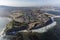 Aerial of San Pedro and the Pacific Ocean in Los Angeles California