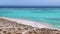 Aerial Sandy bay beach in Ningaloo reef near Exmouth in Western Australia. WA Tourism, recreation and camping concepts.