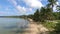 Aerial: Sandy Beach at Koh Phangan Island in Thailand. Morning Empty Exotic Tropical Location. HD Slowmotion.