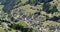 Aerial of Santa Christina, Alpine town in Val gardena, South Tyrol. Top down 4K