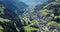 Aerial of Santa Christina in Val gardena. Beautiful Alpine town in spring 4K