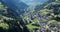 Aerial of Santa Christina in Val gardena. Beautiful Alpine town in spring 4K