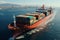 Aerial scene , container ship enables global trade, logistic transport on expansive ocean