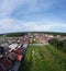 Aerial scene of the daytime sky at suburb town