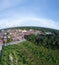 Aerial scene of the daytime sky at suburb town