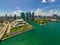 Aerial scene Miami American Airlines Arena and Museum Park