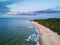 Aerial scenery of the beach by the Baltic Sea in Gdansk, Poland