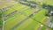 Aerial scenery of rice fields and village