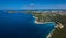 Aerial scenic view of the beautiful coastline of Zminj, Croatia