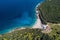 Aerial scenic view of the beautiful coastline of Zminj, Croatia