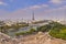 Aerial scenic view of the Eiffel tower, river Seine and Place de la Concorde