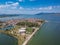 Aerial scenic view of the famous island - town of Aitoliko in Aetolia - Akarnania, Greece is situated in the middle of Messolonghi