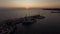 Aerial seascape with quay. View at sunset