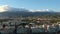 Aerial seaside view over seaside city of Kalamata, Greece at sunset