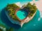 Aerial Serenity: Captivating Top-View Love Island Art