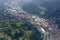 Aerial of Serio river and valley near Cene, Bergamo, Italy