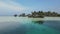 aerial shoot, flight over colourful lagoon with Turquoise water, sand beach and weird rock formations